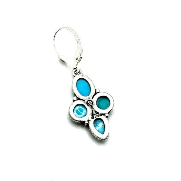 American West Sterling Silver Sleeping Beauty Turquoise Lever Back Earrings - Picture 4 of 4
